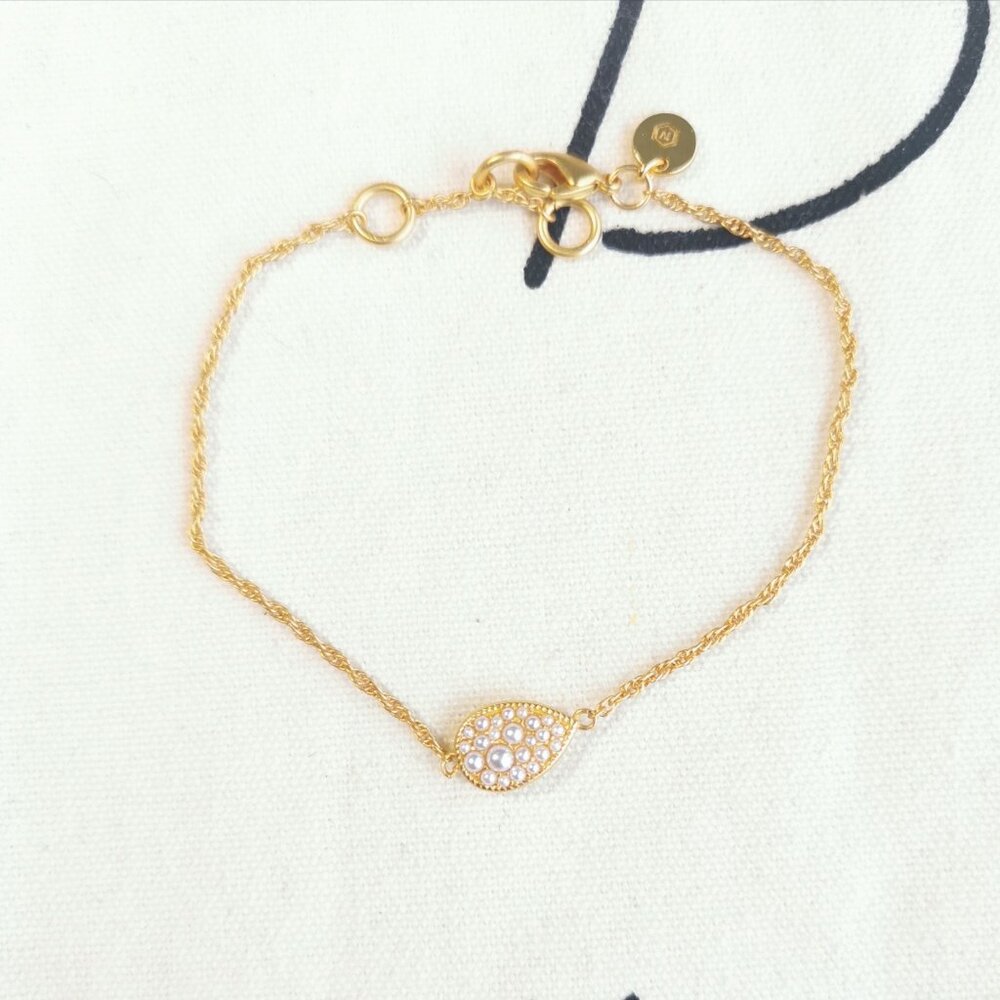 Julie Vos Bracelet - Pavé Teardrop - Pearl Gold